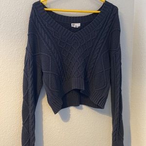 RSQ Cable Knit V Neck Woman’s Navy Sweater
